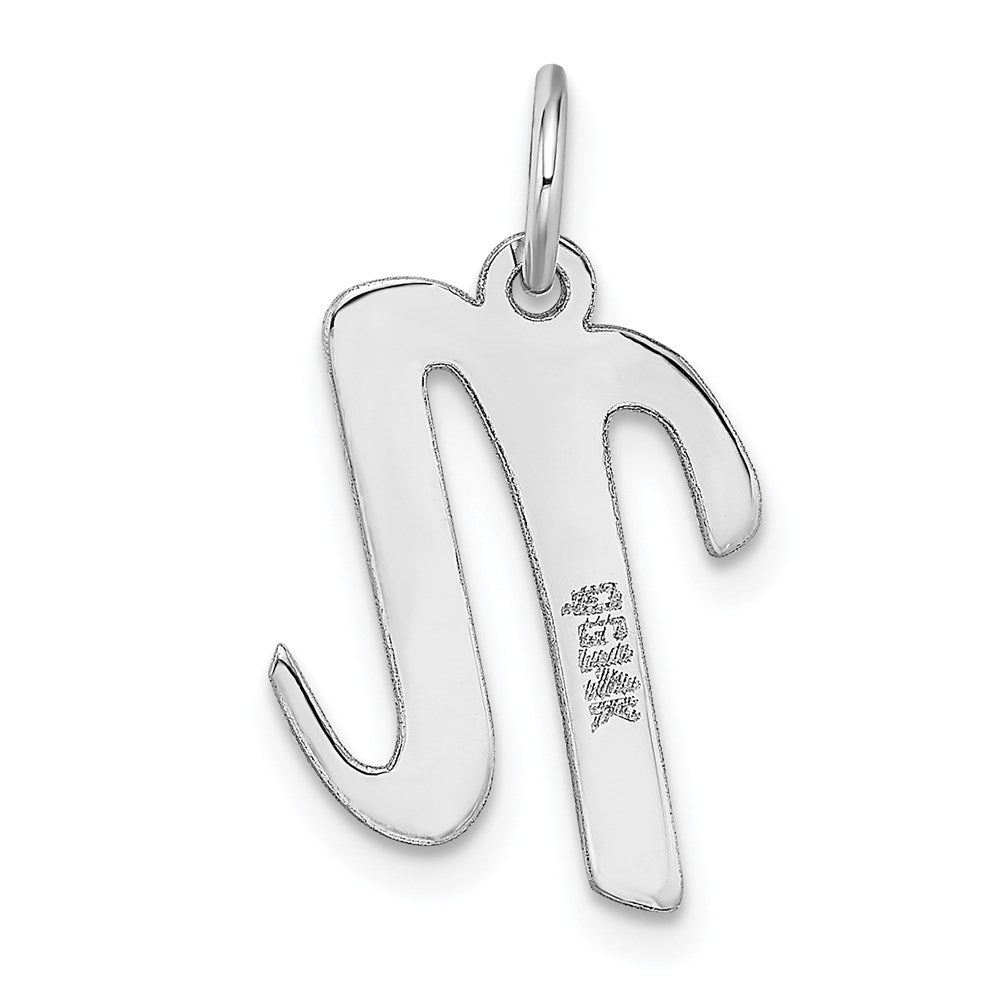 Alternate view of the 14k White Gold, Madison Collection, Medium Script Initial N Pendant by The Black Bow Jewelry Co.