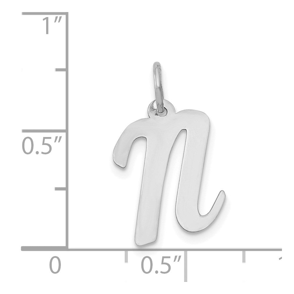 Alternate view of the 14k White Gold, Madison Collection, Medium Script Initial N Pendant by The Black Bow Jewelry Co.