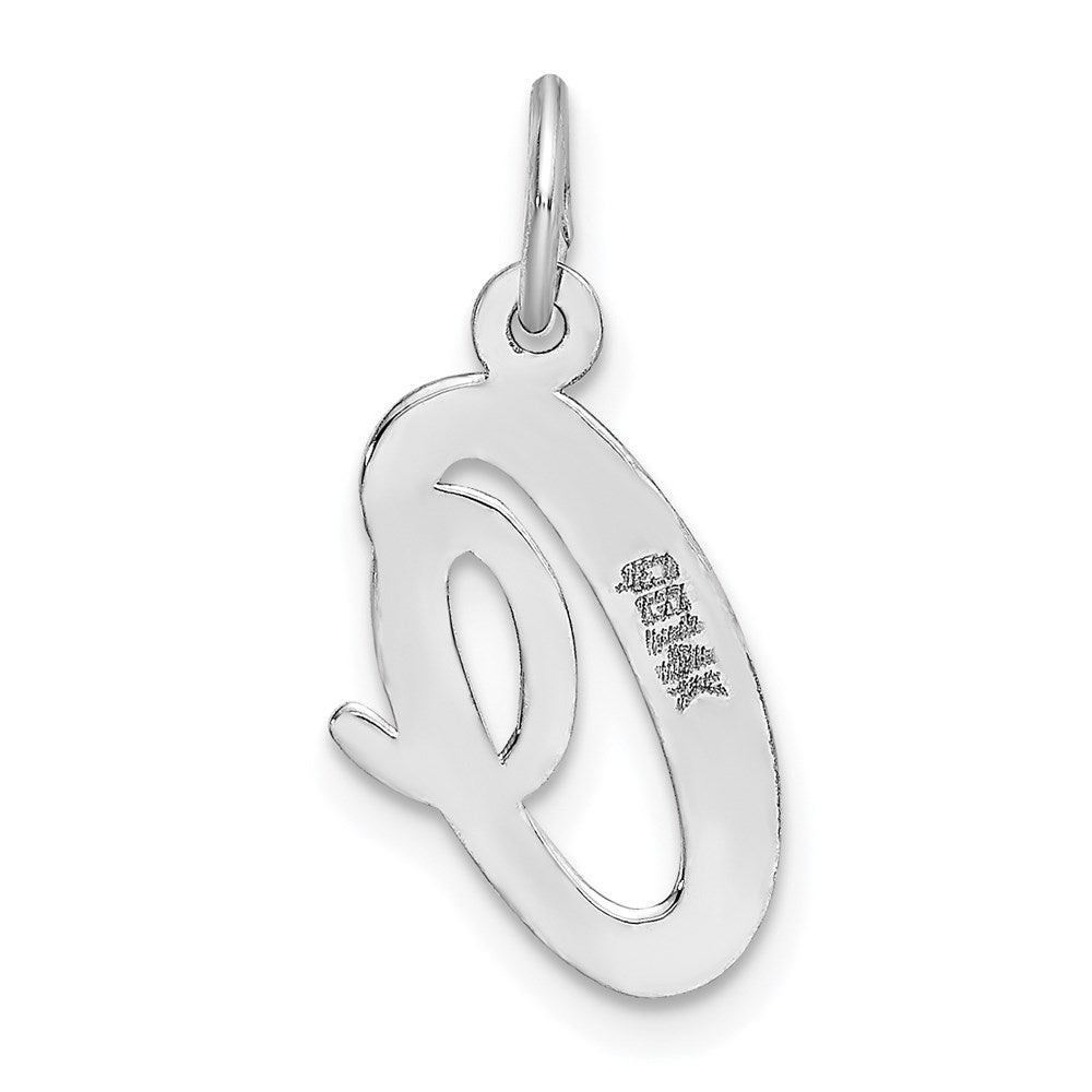 Alternate view of the 14k White Gold, Madison Collection, Medium Script Initial O Pendant by The Black Bow Jewelry Co.