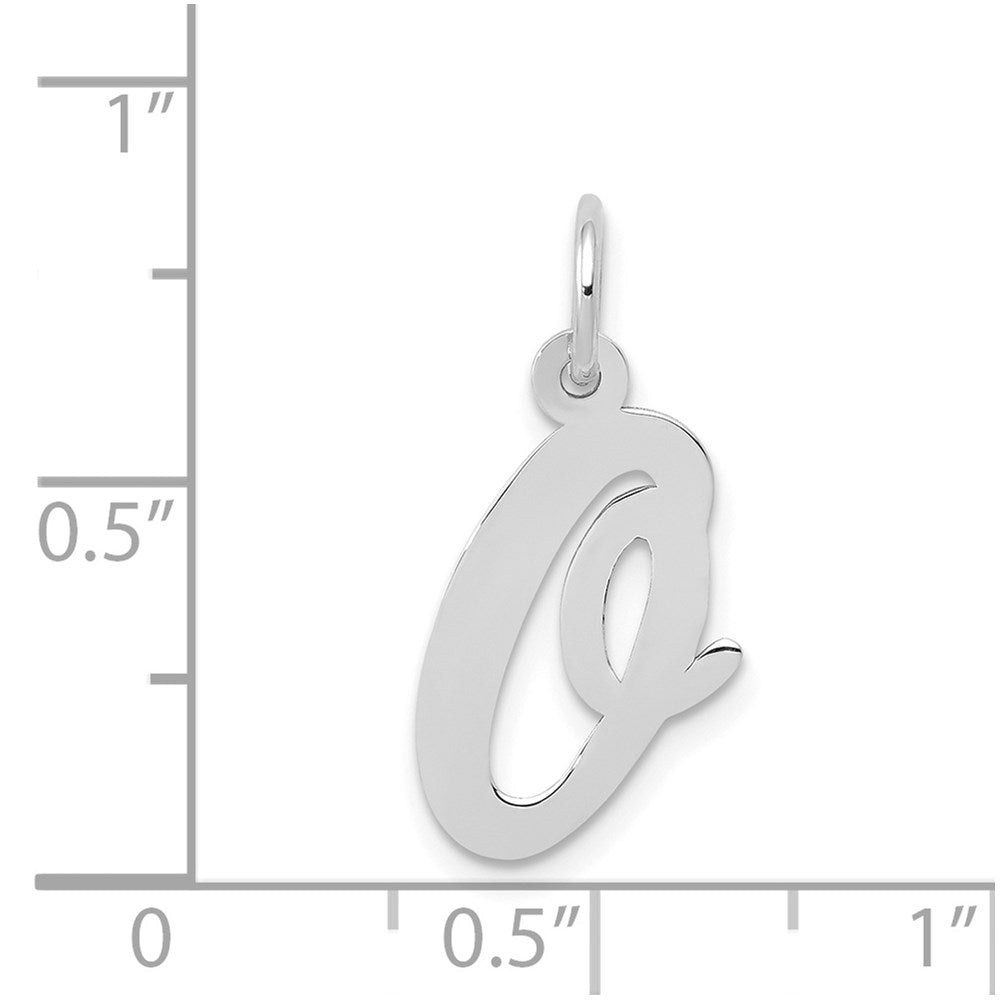 Alternate view of the 14k White Gold, Madison Collection, Medium Script Initial O Pendant by The Black Bow Jewelry Co.
