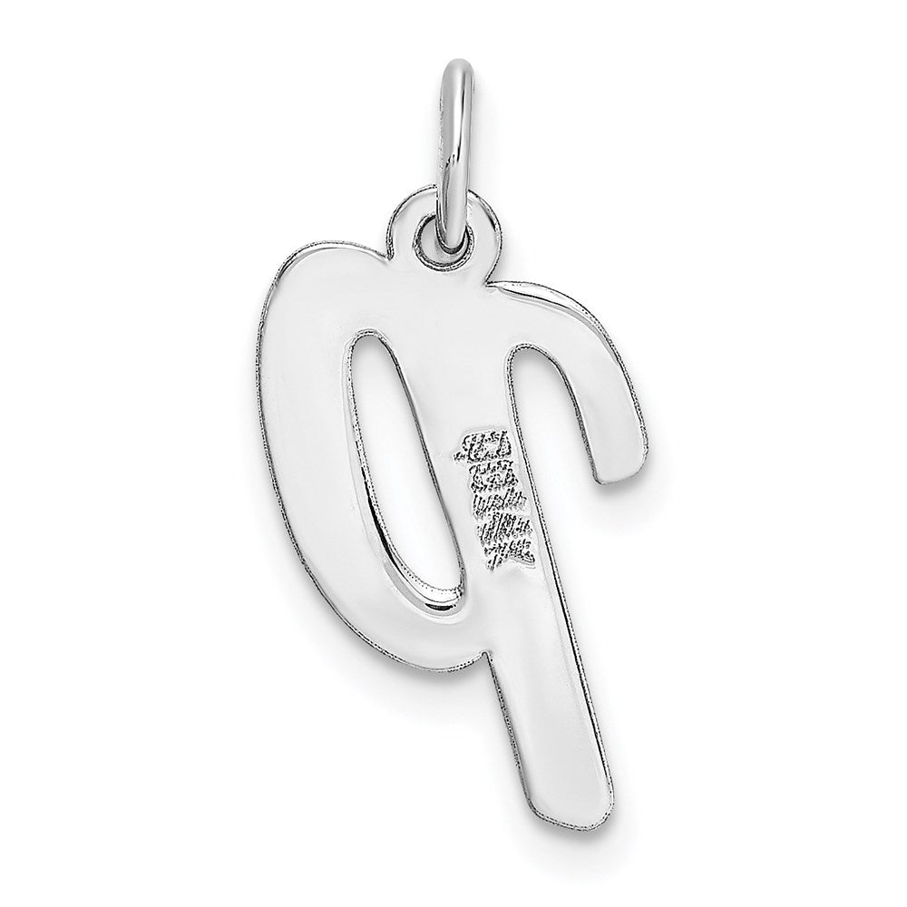 Alternate view of the 14k White Gold, Madison Collection, Medium Script Initial P Pendant by The Black Bow Jewelry Co.