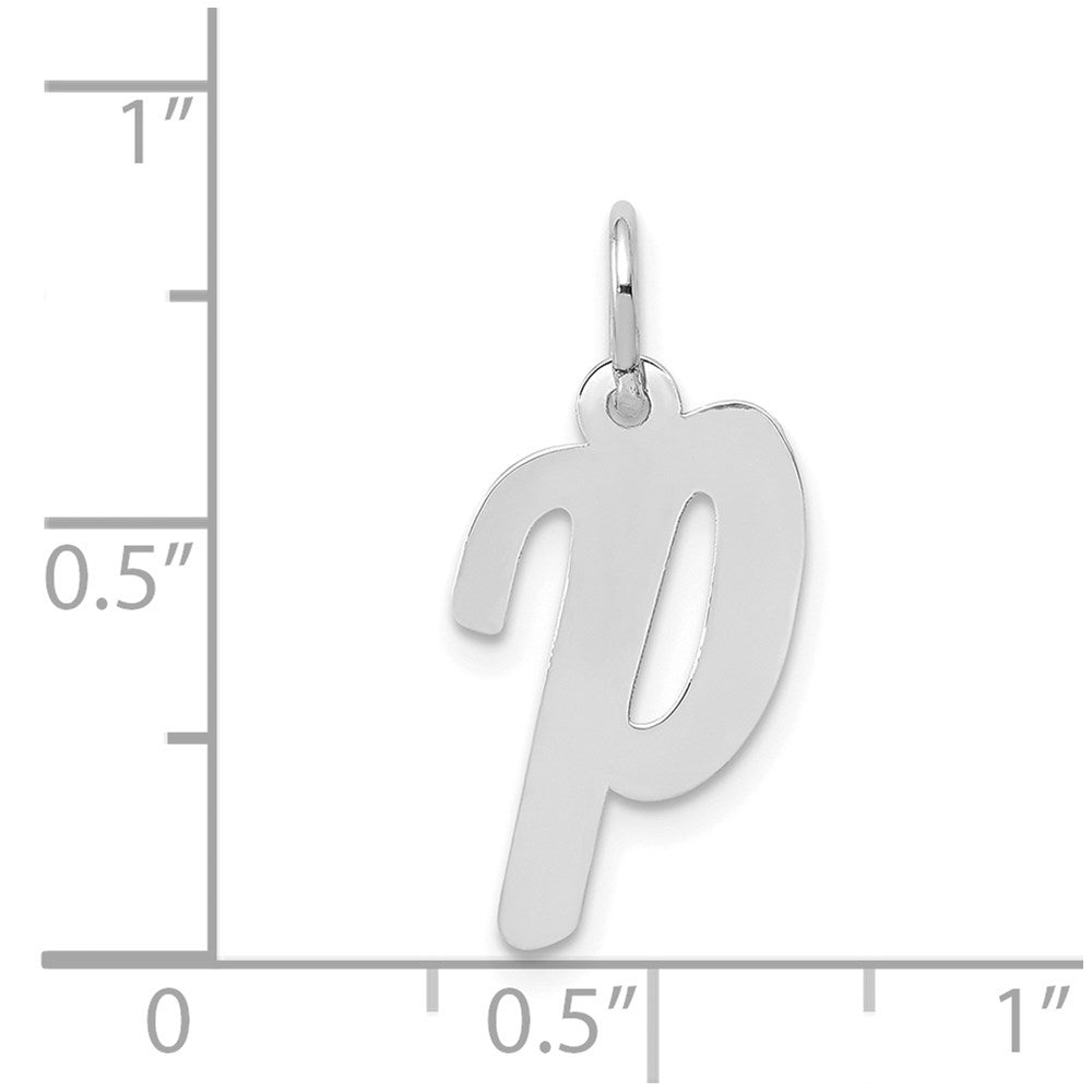Alternate view of the 14k White Gold, Madison Collection, Medium Script Initial P Pendant by The Black Bow Jewelry Co.