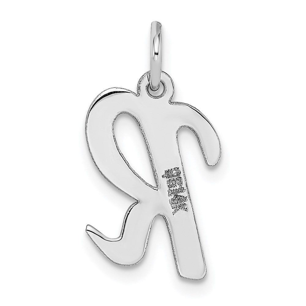 Alternate view of the 14k White Gold, Madison Collection, Medium Script Initial R Pendant by The Black Bow Jewelry Co.
