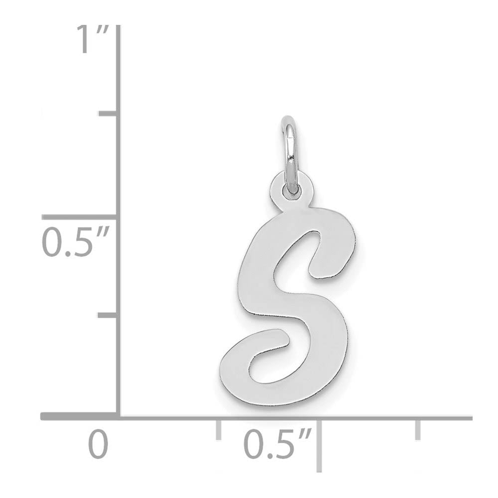 Alternate view of the 14k White Gold, Madison Collection, Medium Script Initial S Pendant by The Black Bow Jewelry Co.