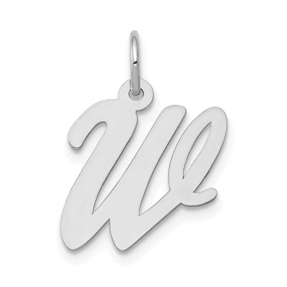 14k White Gold, Madison Collection, Medium Script Initial W Pendant, Item P26834-W by The Black Bow Jewelry Co.