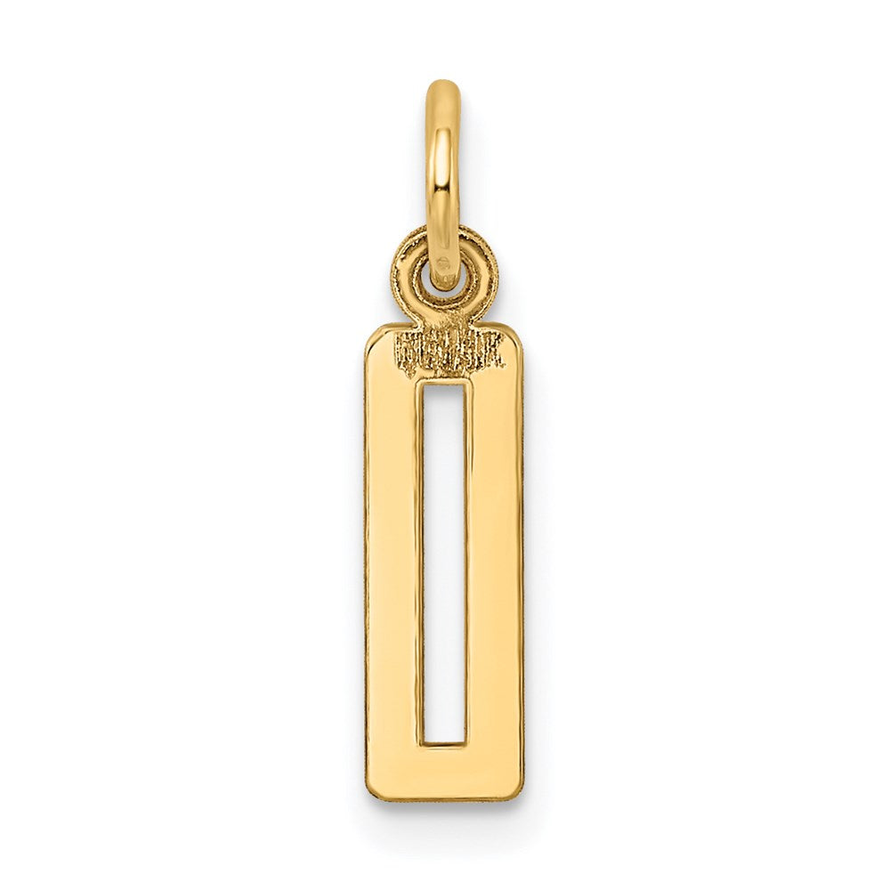 Alternate view of the 14k Yellow Gold, Alumni Collection, Small Elongated Number 0 Pendant by The Black Bow Jewelry Co.