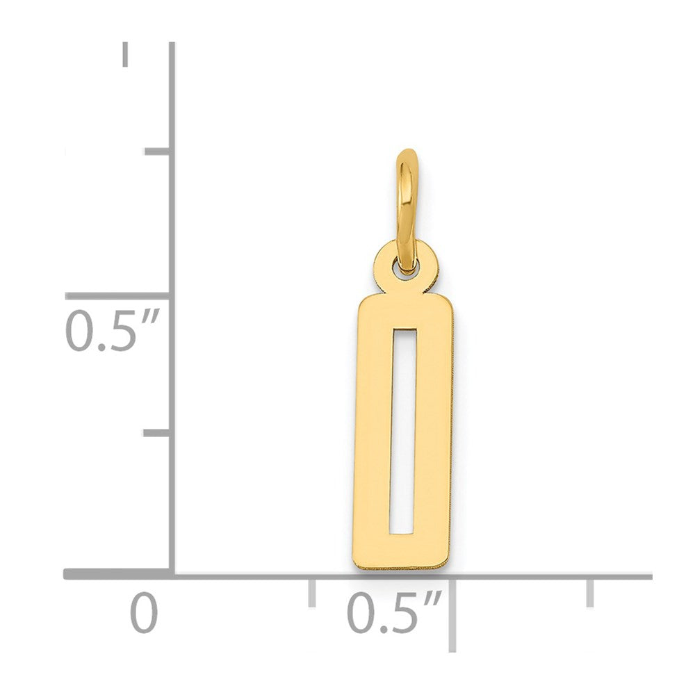 Alternate view of the 14k Yellow Gold, Alumni Collection, Small Elongated Number 0 Pendant by The Black Bow Jewelry Co.