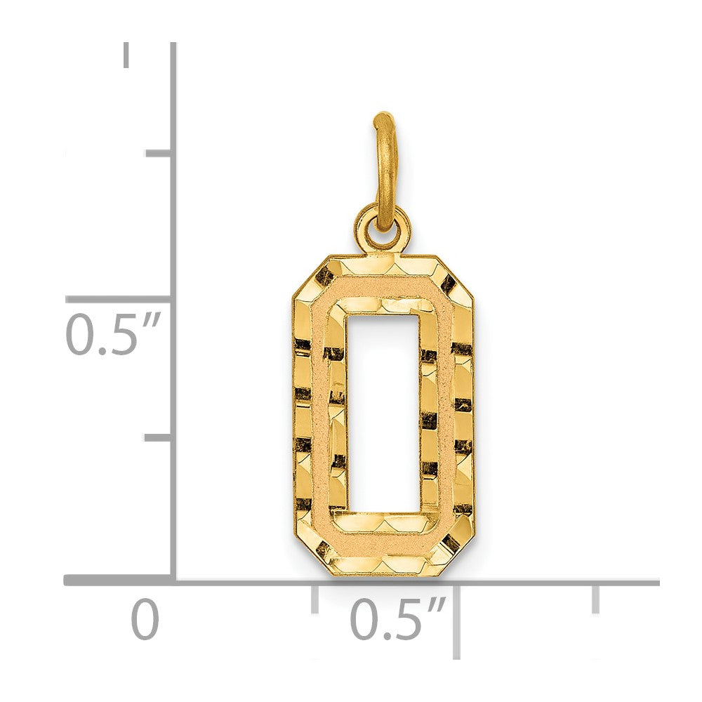 Alternate view of the 14K Yellow Gold, Varsity Collection, Medium D/C Pendant Number 0 by The Black Bow Jewelry Co.