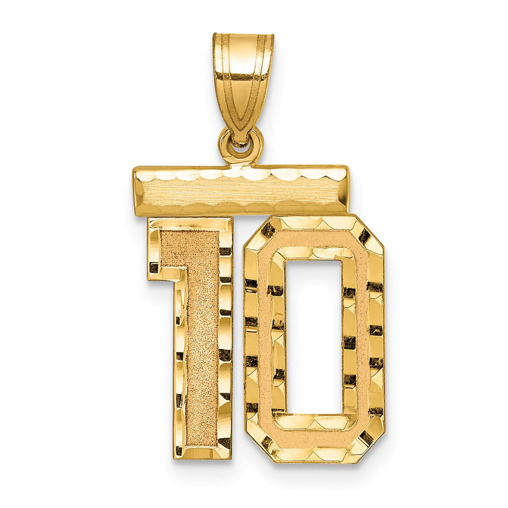14K Yellow Gold, Varsity Collection, Medium D/C Pendant Number 10, Item P26836-10 by The Black Bow Jewelry Co.