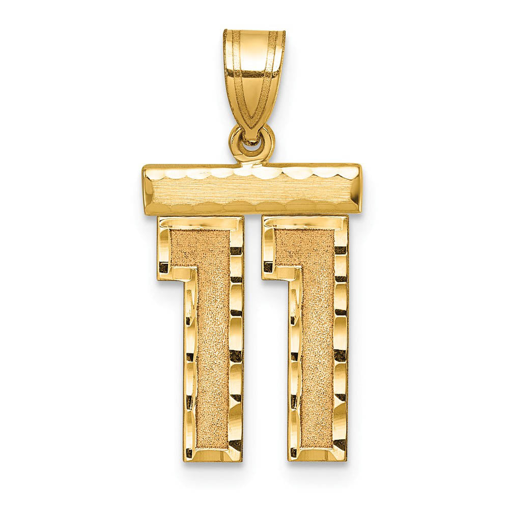 14K Yellow Gold, Varsity Collection, Medium D/C Pendant Number 11, Item P26836-11 by The Black Bow Jewelry Co.