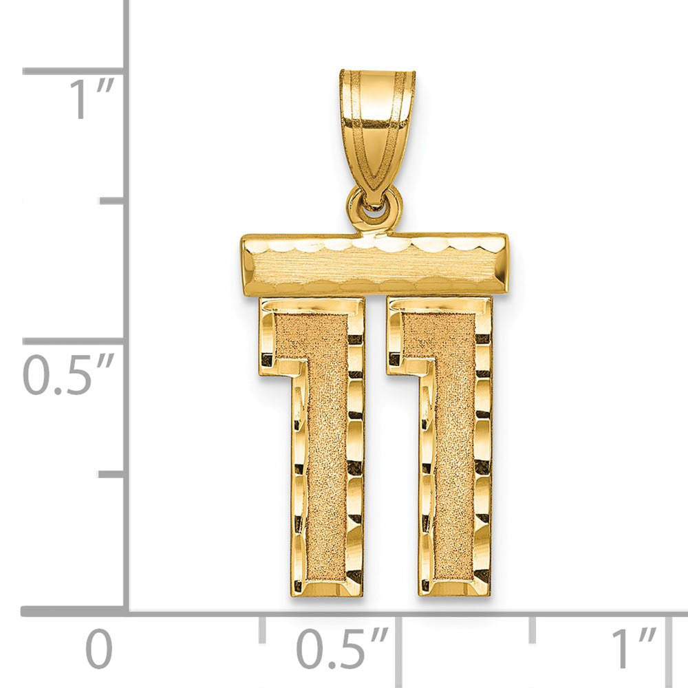 Alternate view of the 14K Yellow Gold, Varsity Collection, Medium D/C Pendant Number 11 by The Black Bow Jewelry Co.