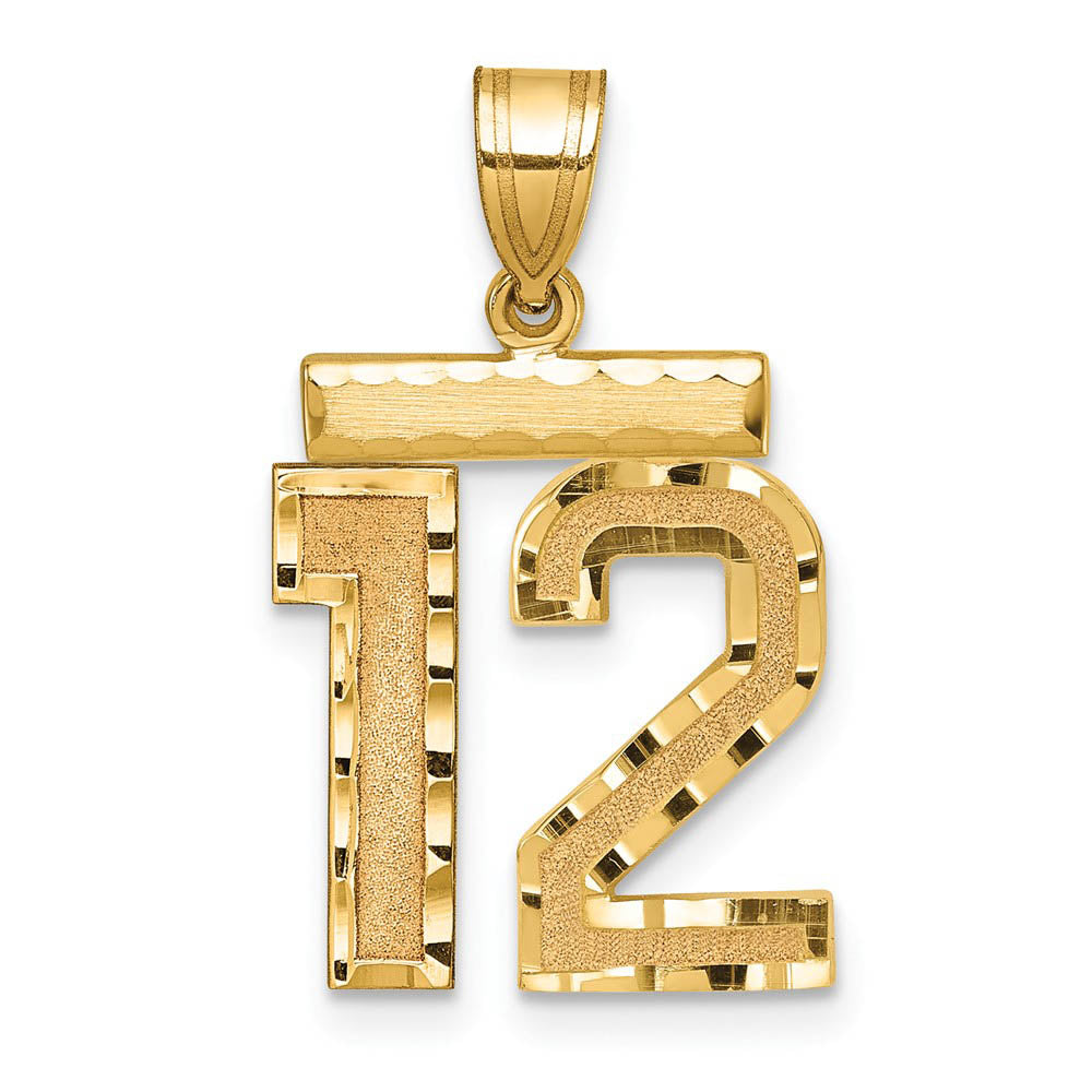 14K Yellow Gold, Varsity Collection, Medium D/C Pendant Number 12, Item P26836-12 by The Black Bow Jewelry Co.