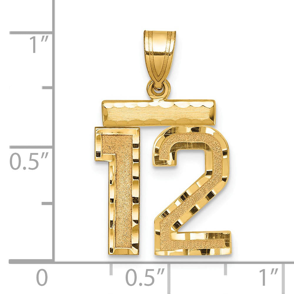 Alternate view of the 14K Yellow Gold, Varsity Collection, Medium D/C Pendant Number 12 by The Black Bow Jewelry Co.