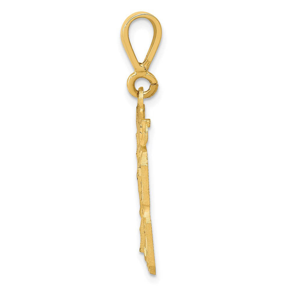 Alternate view of the 14K Yellow Gold, Varsity Collection, Medium D/C Pendant Number 13 by The Black Bow Jewelry Co.
