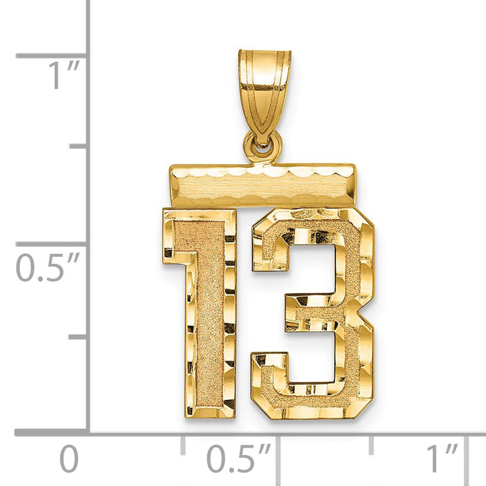 Alternate view of the 14K Yellow Gold, Varsity Collection, Medium D/C Pendant Number 13 by The Black Bow Jewelry Co.