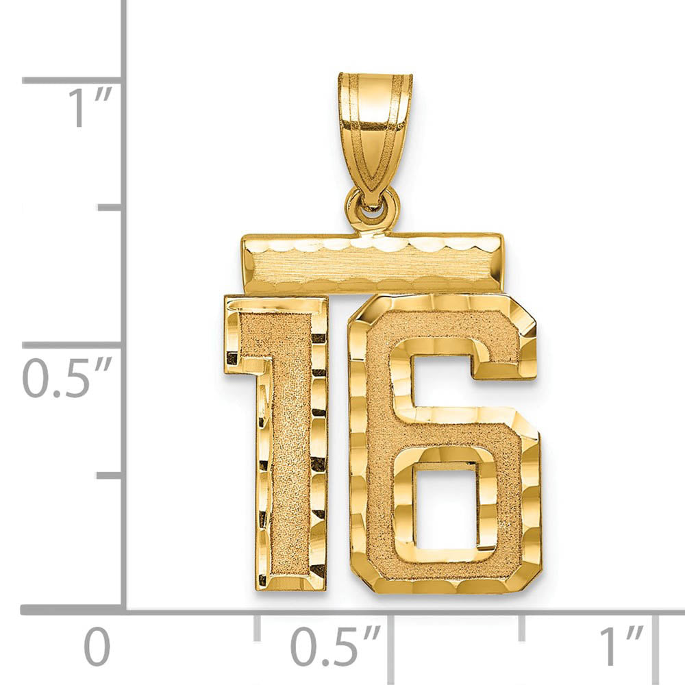 Alternate view of the 14K Yellow Gold, Varsity Collection, Medium D/C Pendant Number 16 by The Black Bow Jewelry Co.