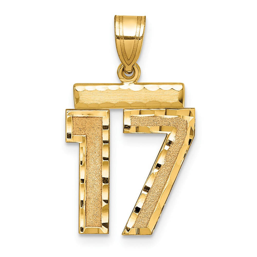 14K Yellow Gold, Varsity Collection, Medium D/C Pendant Number 17, Item P26836-17 by The Black Bow Jewelry Co.