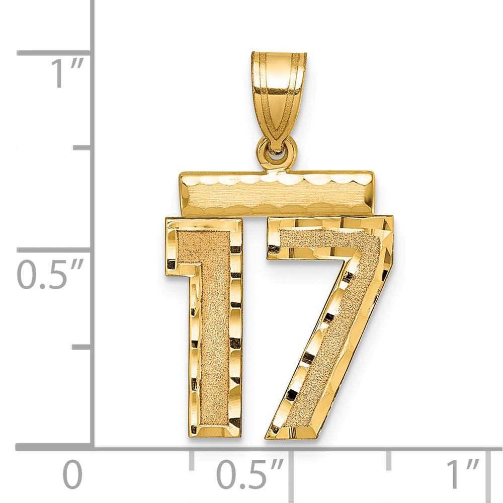 Alternate view of the 14K Yellow Gold, Varsity Collection, Medium D/C Pendant Number 17 by The Black Bow Jewelry Co.