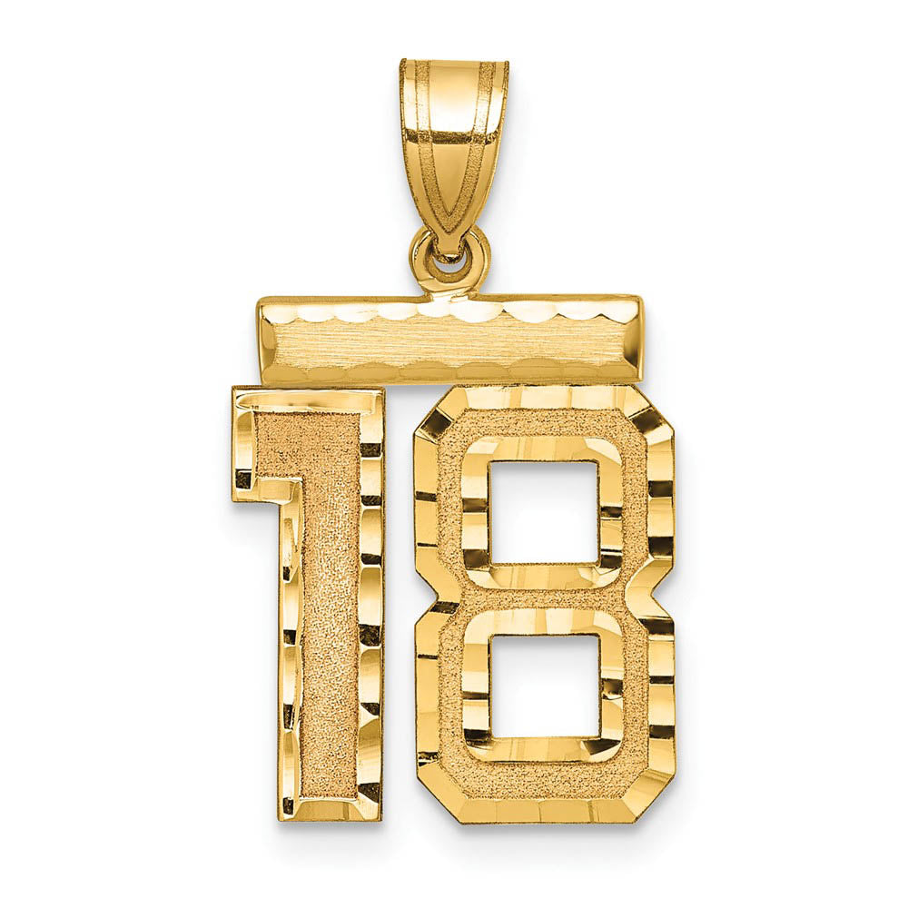 14K Yellow Gold, Varsity Collection, Medium D/C Pendant Number 18, Item P26836-18 by The Black Bow Jewelry Co.