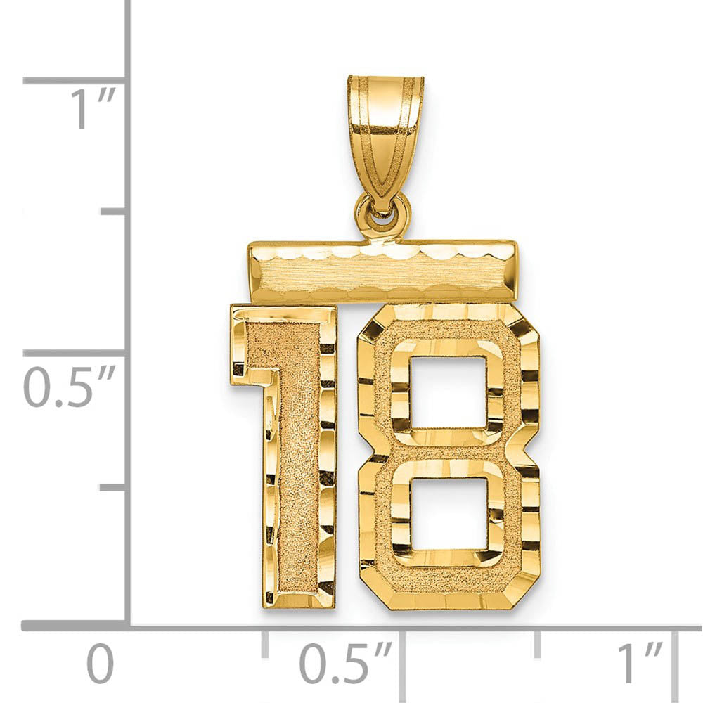 Alternate view of the 14K Yellow Gold, Varsity Collection, Medium D/C Pendant Number 18 by The Black Bow Jewelry Co.