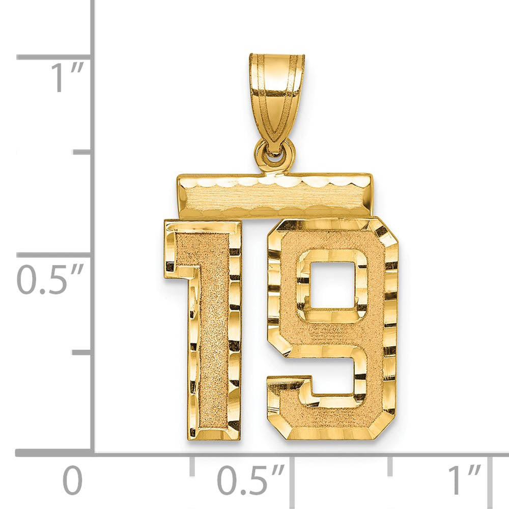 Alternate view of the 14K Yellow Gold, Varsity Collection, Medium D/C Pendant Number 19 by The Black Bow Jewelry Co.