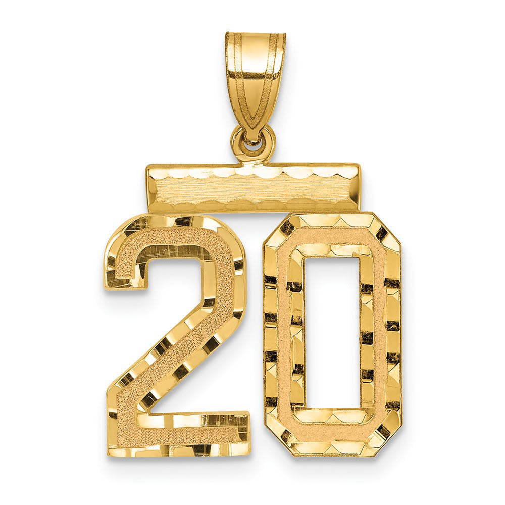 14K Yellow Gold, Varsity Collection, Medium D/C Pendant Number 20, Item P26836-20 by The Black Bow Jewelry Co.