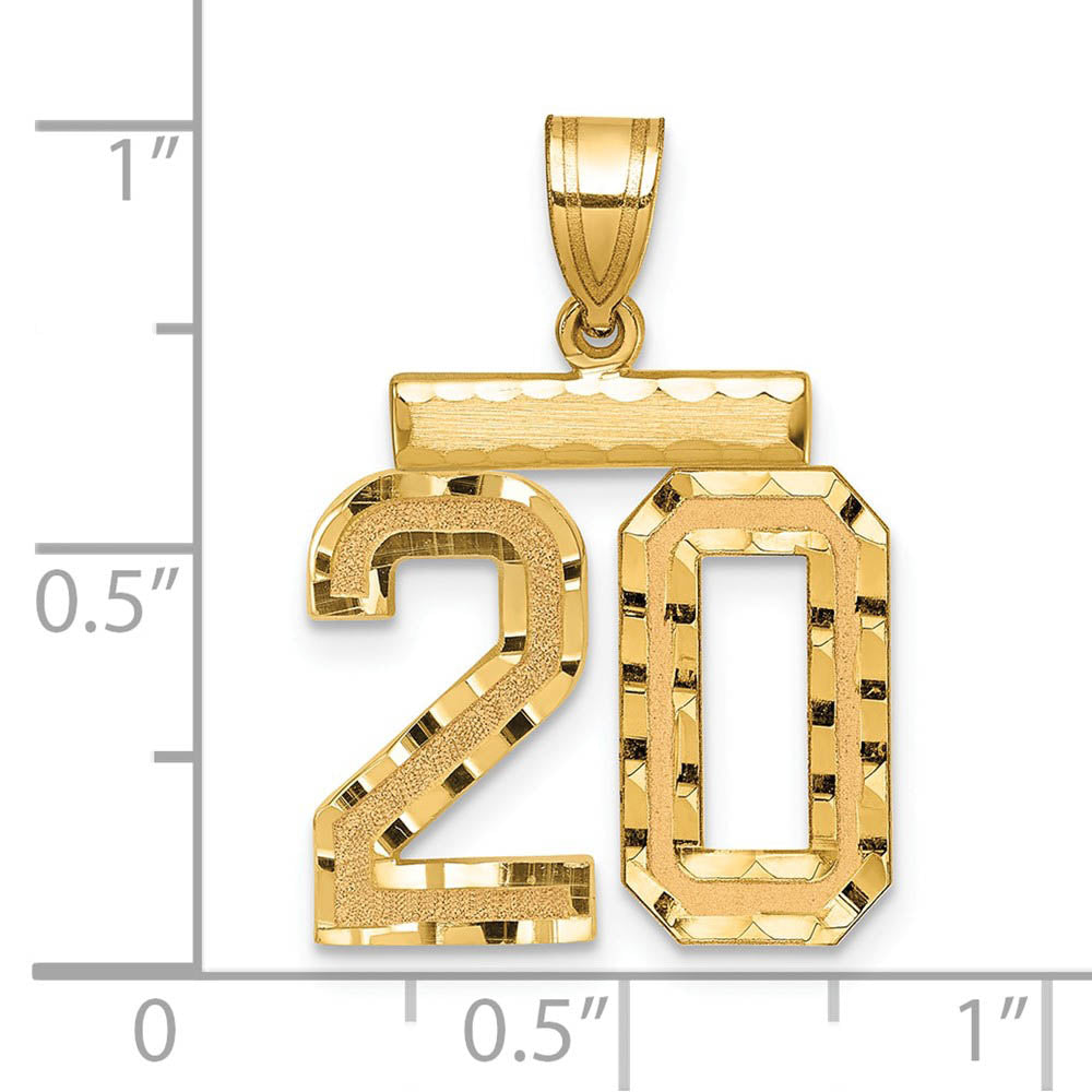 Alternate view of the 14K Yellow Gold, Varsity Collection, Medium D/C Pendant Number 20 by The Black Bow Jewelry Co.