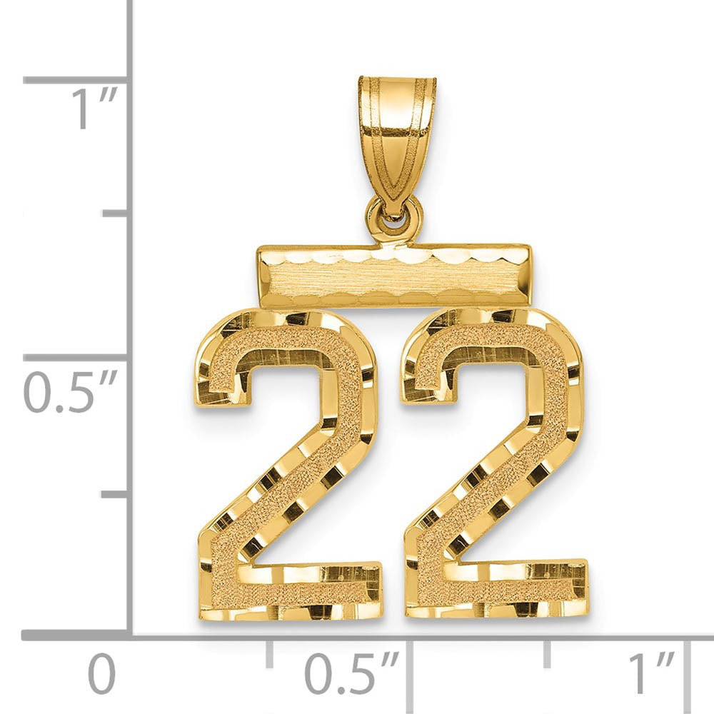 Alternate view of the 14K Yellow Gold, Varsity Collection, Medium D/C Pendant Number 22 by The Black Bow Jewelry Co.