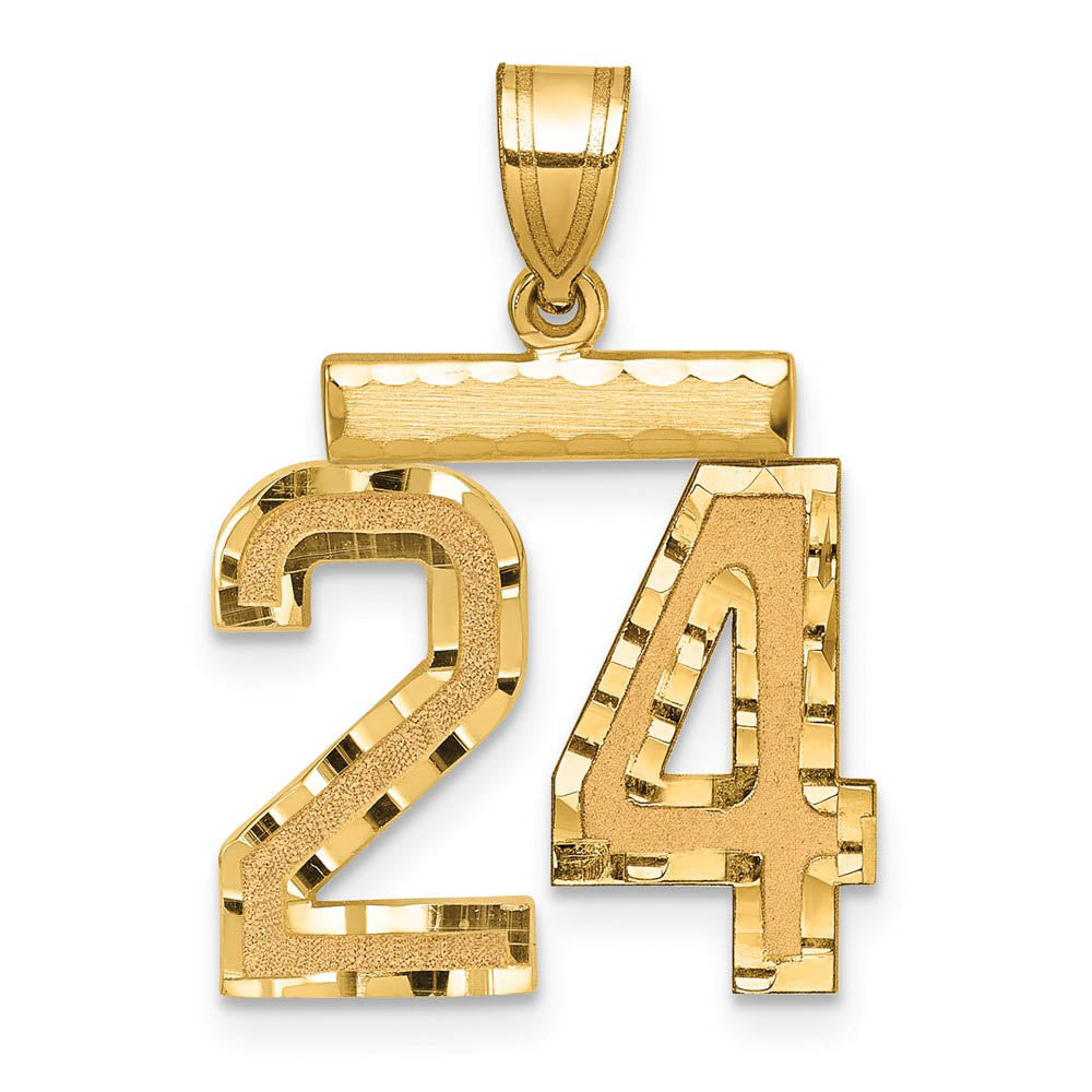14K Yellow Gold, Varsity Collection, Medium D/C Pendant Number 24, Item P26836-24 by The Black Bow Jewelry Co.