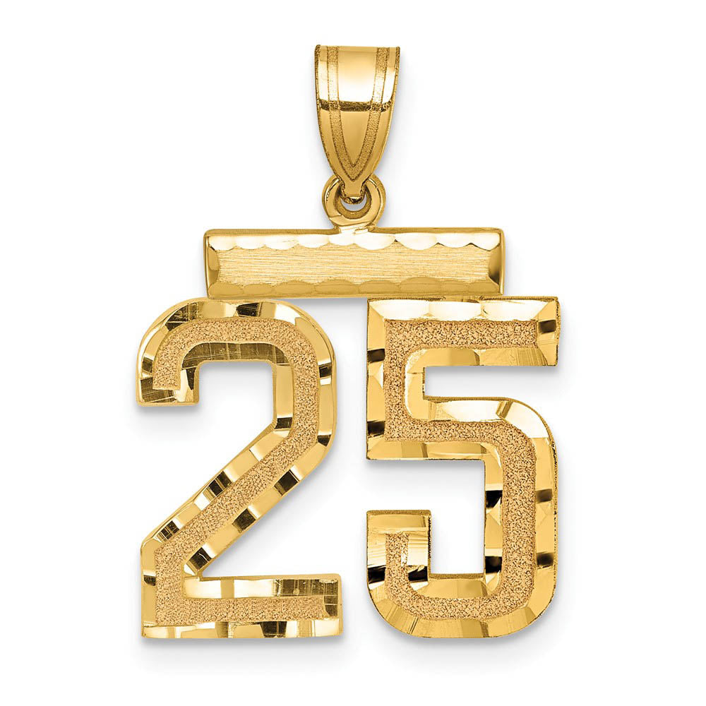 14K Yellow Gold, Varsity Collection, Medium D/C Pendant Number 25, Item P26836-25 by The Black Bow Jewelry Co.