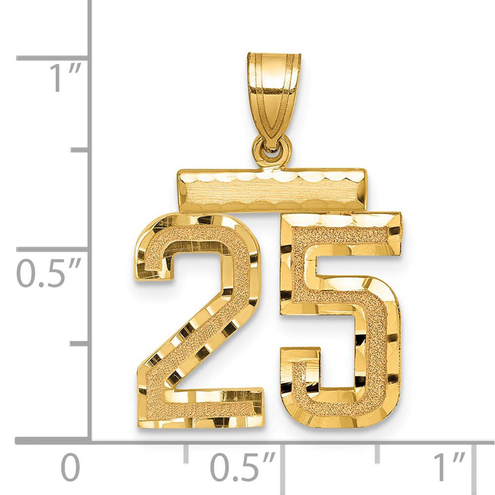 Alternate view of the 14K Yellow Gold, Varsity Collection, Medium D/C Pendant Number 25 by The Black Bow Jewelry Co.
