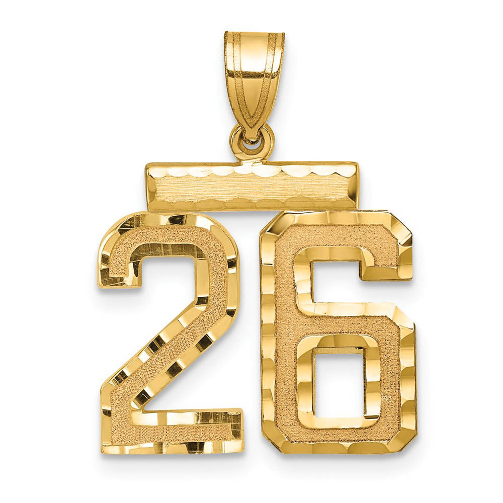 14K Yellow Gold, Varsity Collection, Medium D/C Pendant Number 26, Item P26836-26 by The Black Bow Jewelry Co.