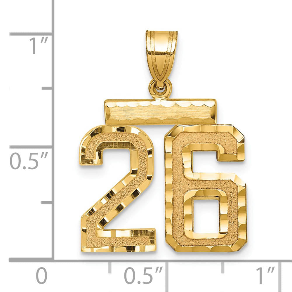 Alternate view of the 14K Yellow Gold, Varsity Collection, Medium D/C Pendant Number 26 by The Black Bow Jewelry Co.