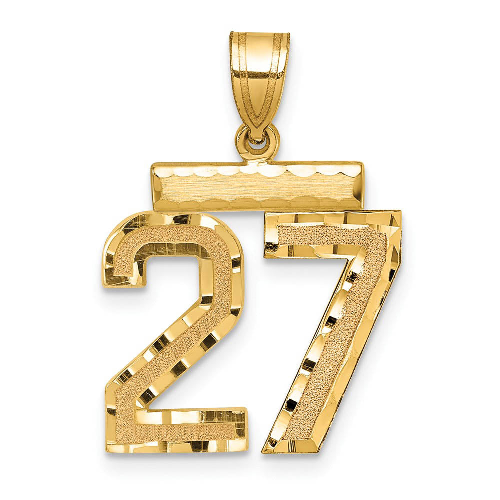 14K Yellow Gold, Varsity Collection, Medium D/C Pendant Number 27, Item P26836-27 by The Black Bow Jewelry Co.