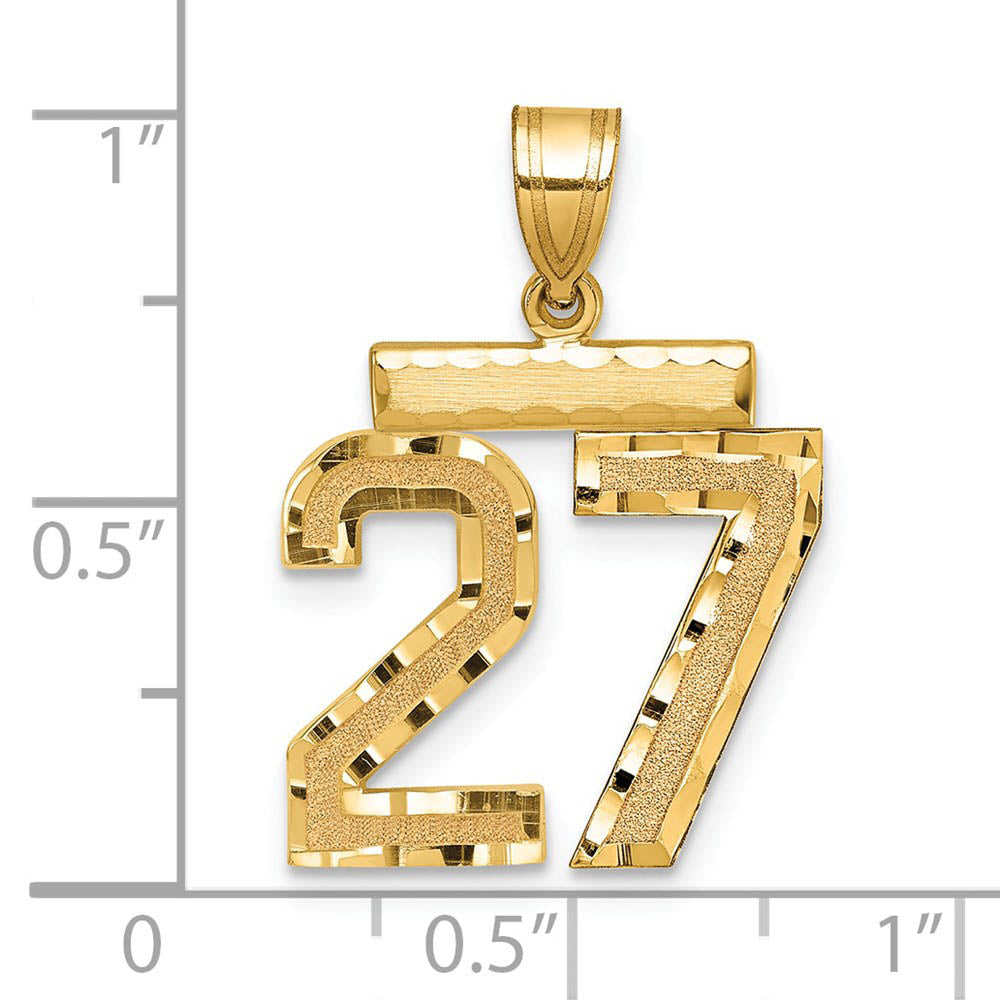Alternate view of the 14K Yellow Gold, Varsity Collection, Medium D/C Pendant Number 27 by The Black Bow Jewelry Co.