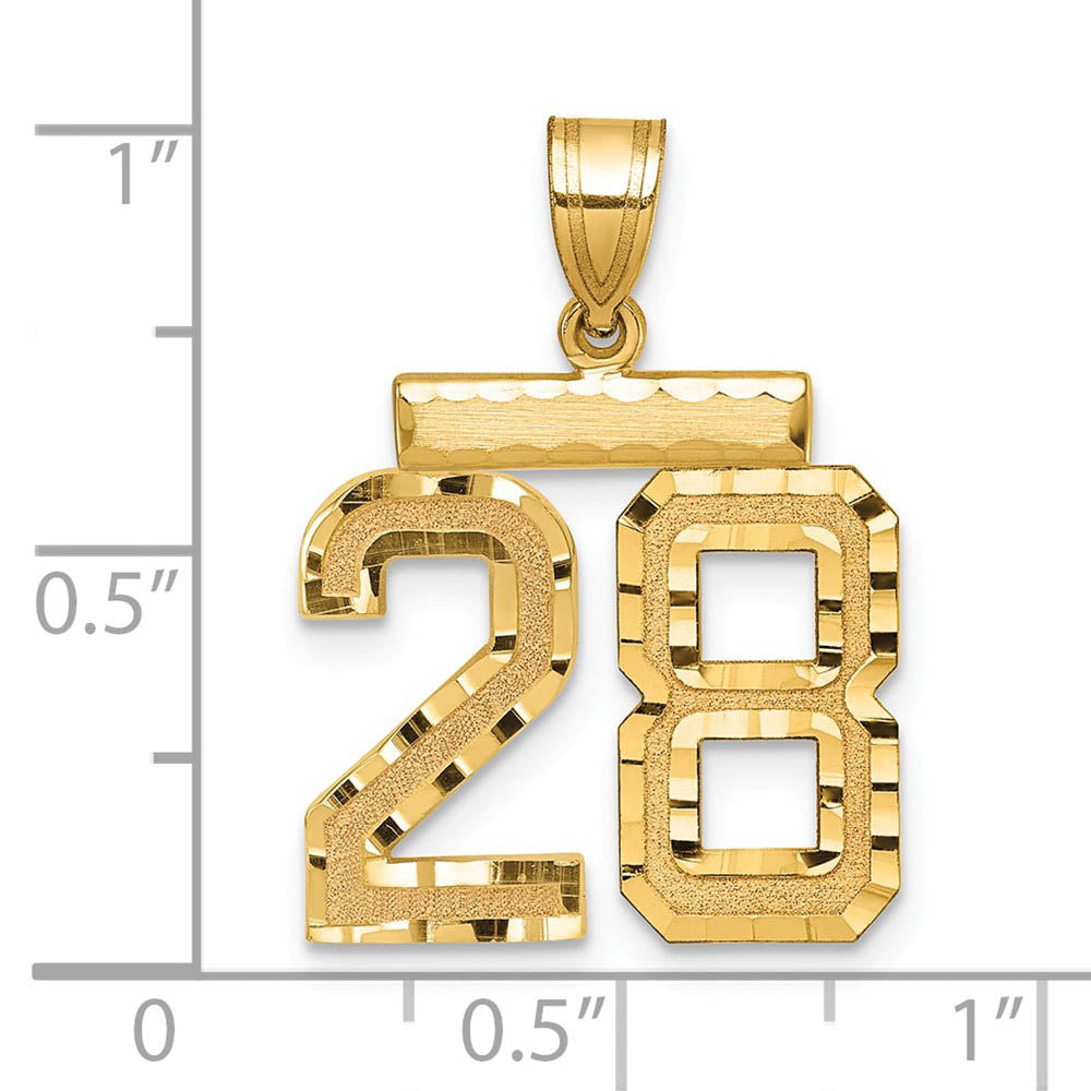 Alternate view of the 14K Yellow Gold, Varsity Collection, Medium D/C Pendant Number 28 by The Black Bow Jewelry Co.