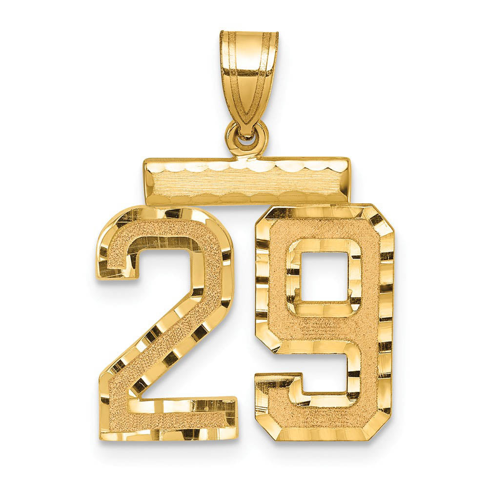14K Yellow Gold, Varsity Collection, Medium D/C Pendant Number 29, Item P26836-29 by The Black Bow Jewelry Co.
