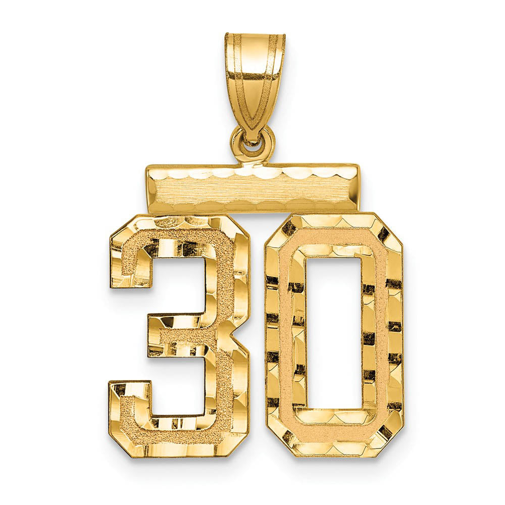 14K Yellow Gold, Varsity Collection, Medium D/C Pendant Number 30, Item P26836-30 by The Black Bow Jewelry Co.