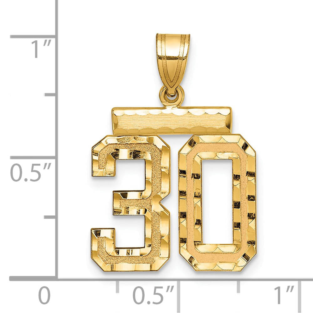 Alternate view of the 14K Yellow Gold, Varsity Collection, Medium D/C Pendant Number 30 by The Black Bow Jewelry Co.