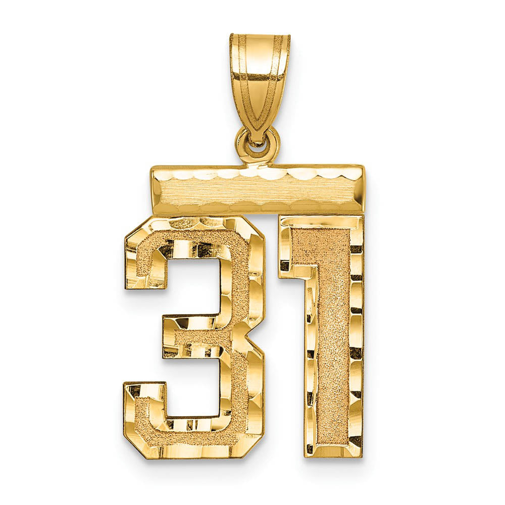 14K Yellow Gold, Varsity Collection, Medium D/C Pendant Number 31, Item P26836-31 by The Black Bow Jewelry Co.