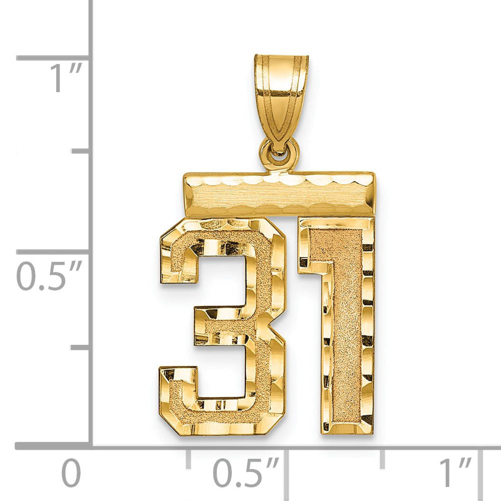 Alternate view of the 14K Yellow Gold, Varsity Collection, Medium D/C Pendant Number 31 by The Black Bow Jewelry Co.