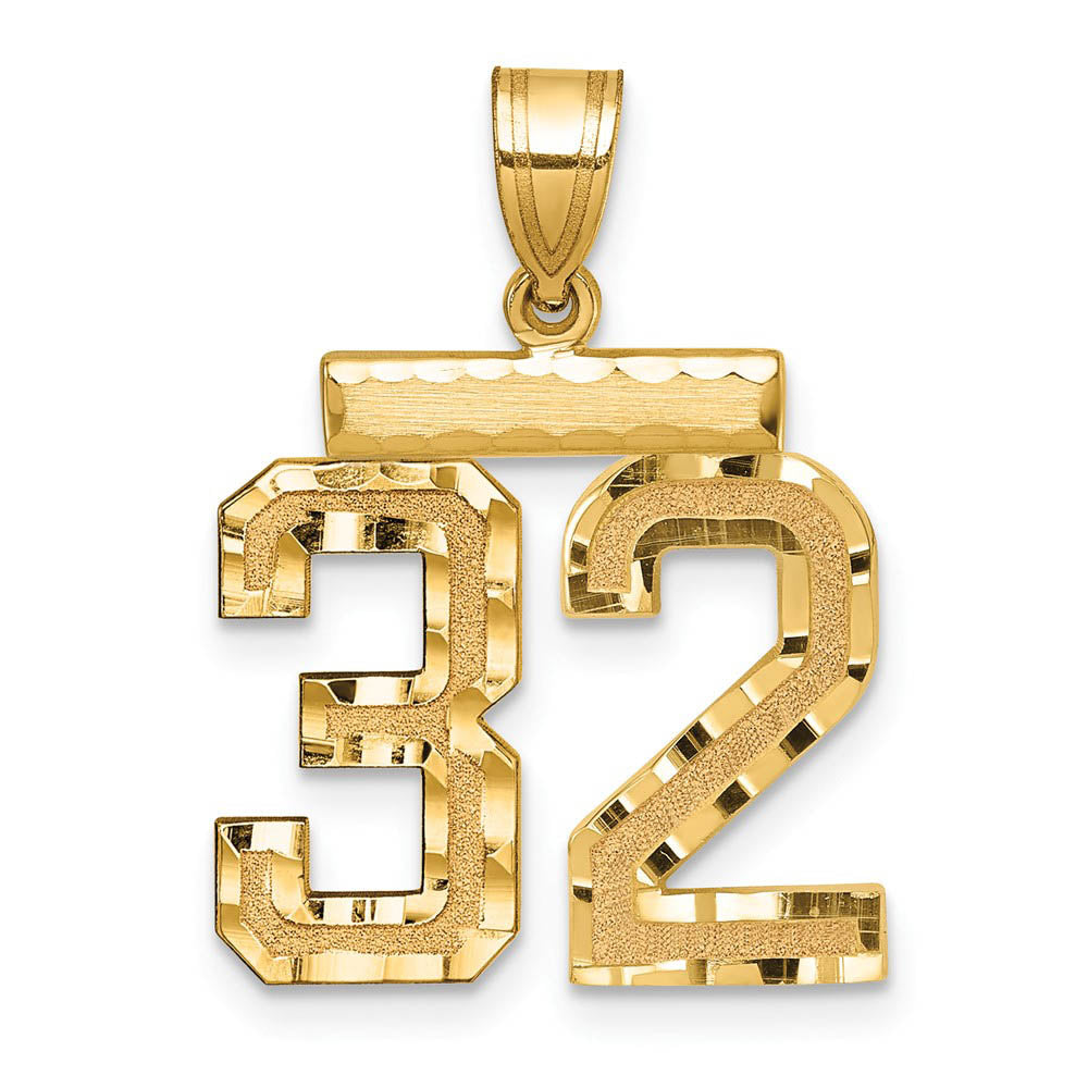 14K Yellow Gold, Varsity Collection, Medium D/C Pendant Number 32, Item P26836-32 by The Black Bow Jewelry Co.