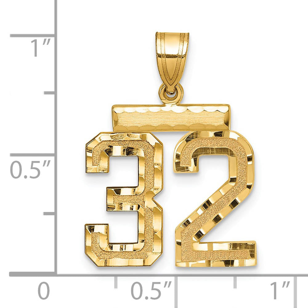 Alternate view of the 14K Yellow Gold, Varsity Collection, Medium D/C Pendant Number 32 by The Black Bow Jewelry Co.
