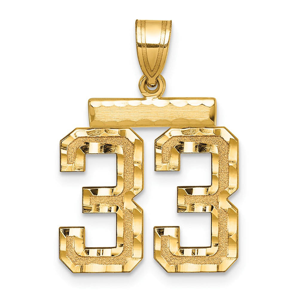 14K Yellow Gold, Varsity Collection, Medium D/C Pendant Number 33, Item P26836-33 by The Black Bow Jewelry Co.