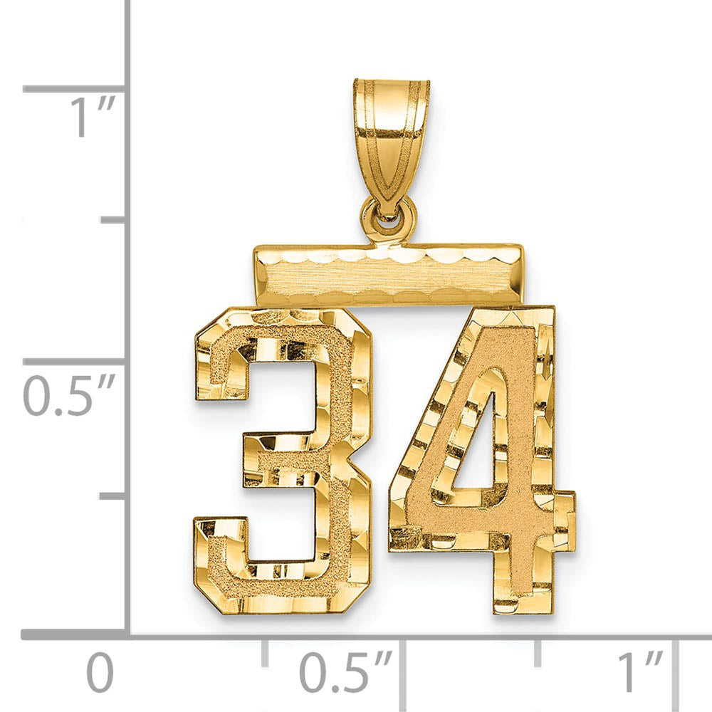 Alternate view of the 14K Yellow Gold, Varsity Collection, Medium D/C Pendant Number 34 by The Black Bow Jewelry Co.