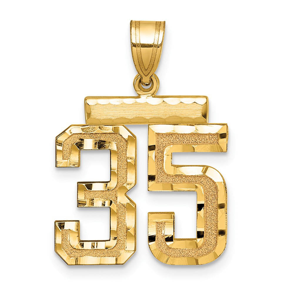 14K Yellow Gold, Varsity Collection, Medium D/C Pendant Number 35, Item P26836-35 by The Black Bow Jewelry Co.
