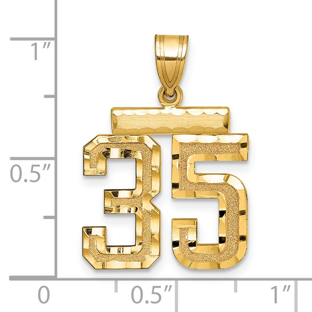 Alternate view of the 14K Yellow Gold, Varsity Collection, Medium D/C Pendant Number 35 by The Black Bow Jewelry Co.