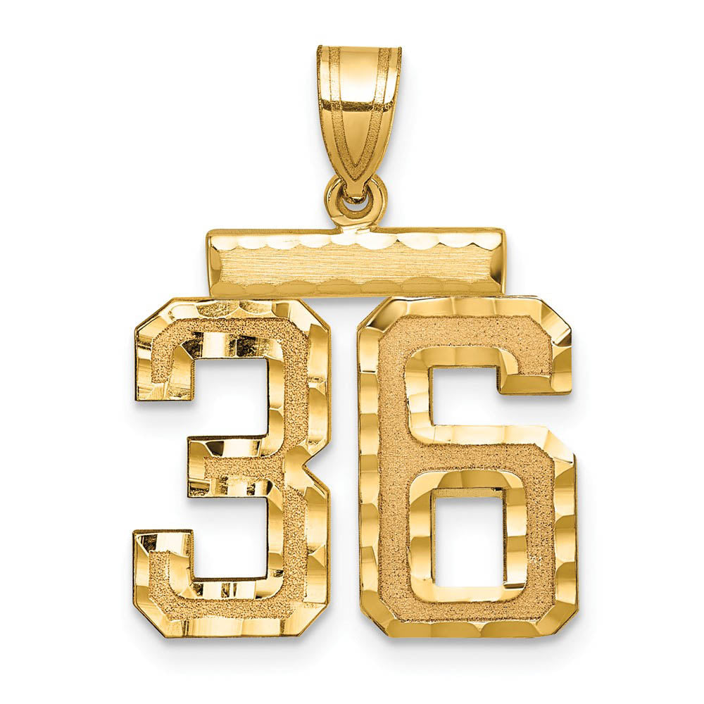 14K Yellow Gold, Varsity Collection, Medium D/C Pendant Number 36, Item P26836-36 by The Black Bow Jewelry Co.