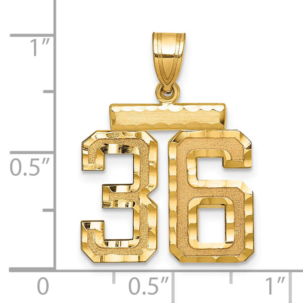 Alternate view of the 14K Yellow Gold, Varsity Collection, Medium D/C Pendant Number 36 by The Black Bow Jewelry Co.