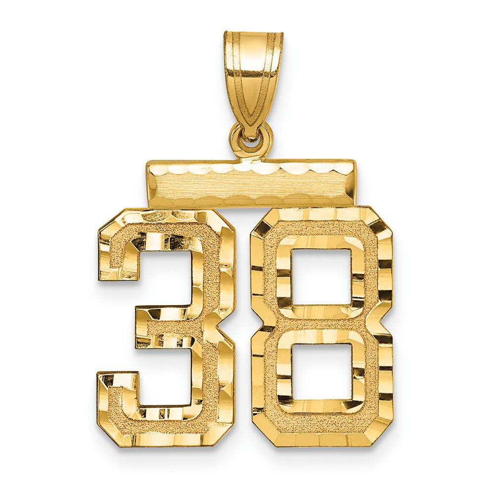 14K Yellow Gold, Varsity Collection, Medium D/C Pendant Number 38, Item P26836-38 by The Black Bow Jewelry Co.